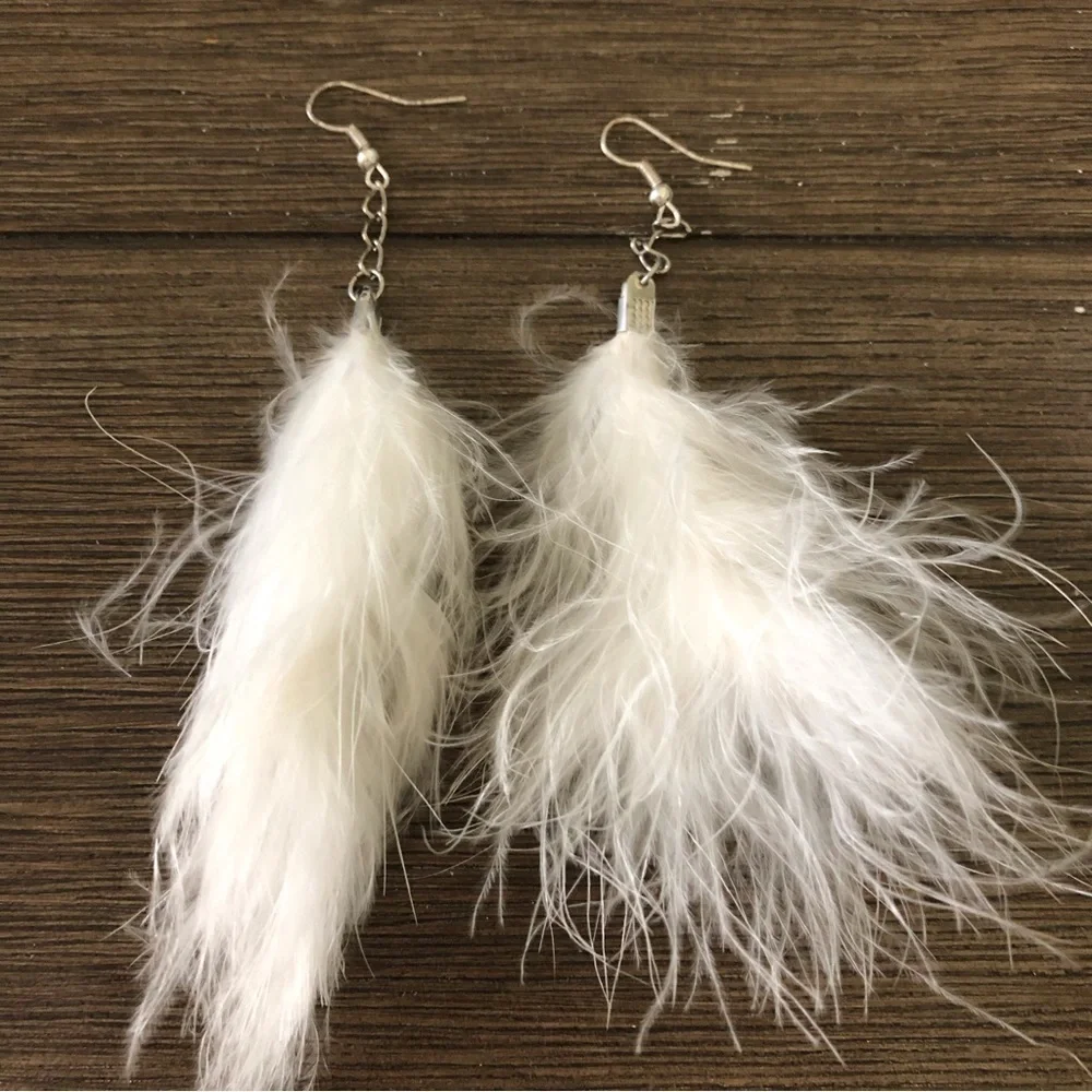 White Boa fishhook earrings